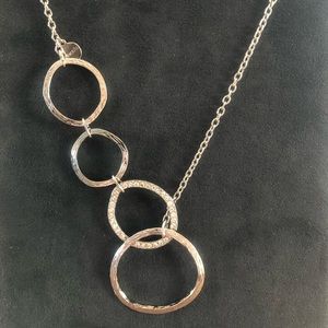 Chicos Long Silver Circular Necklace